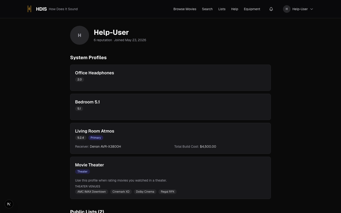 User profile page header showing reputation score and join date